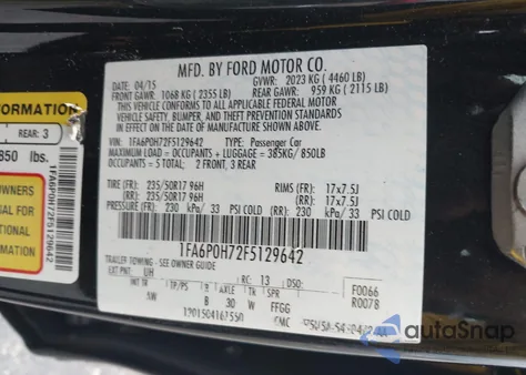 2015 Ford Fusion Se z USA, uszkodzony, nr VIN 1FA6P0H72F5129642